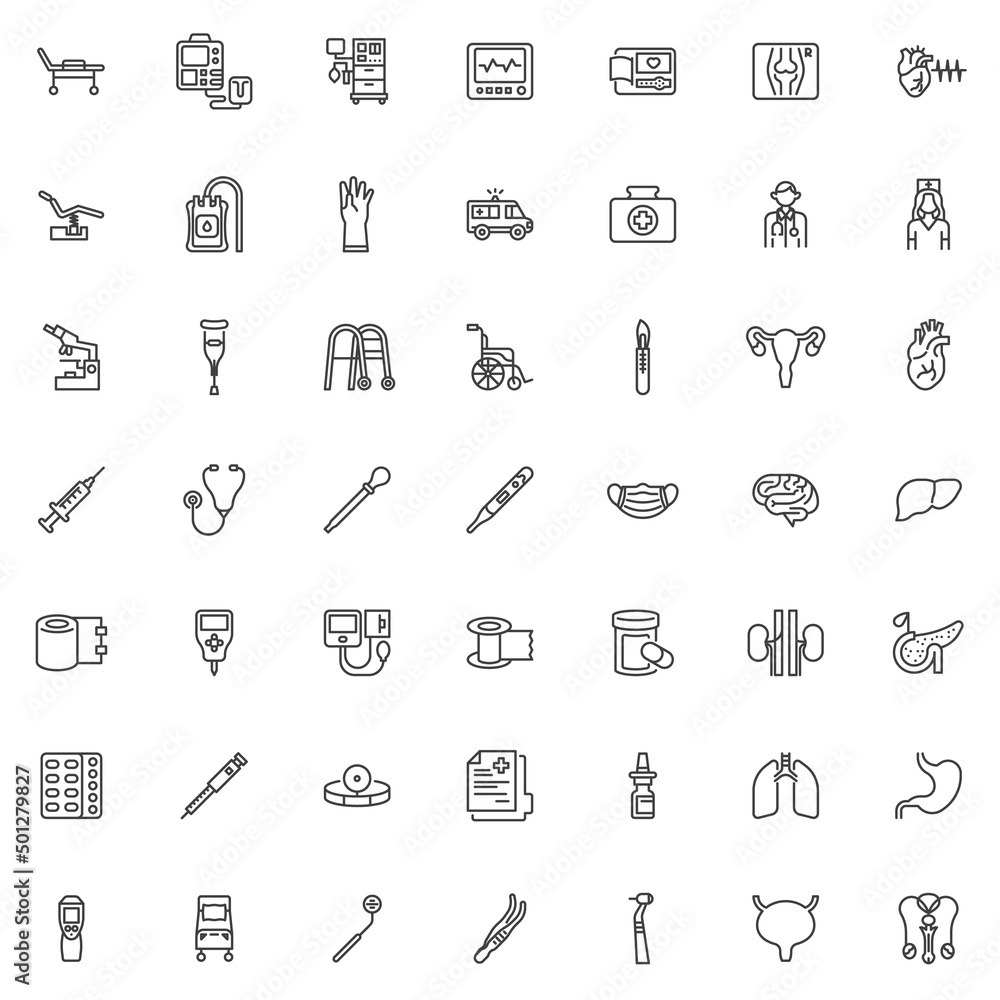 Medical Instrument line icons set Medical Instrument line icons set