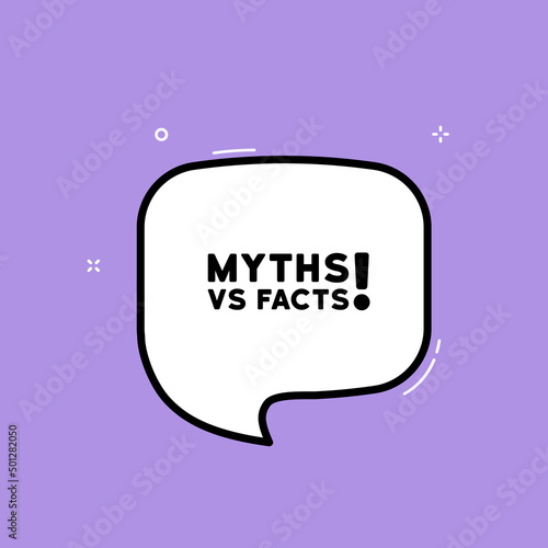 Speech bubble with myths vs facts text. Boom retro comic style. Pop art style. Vector line icon for Business and Advertising