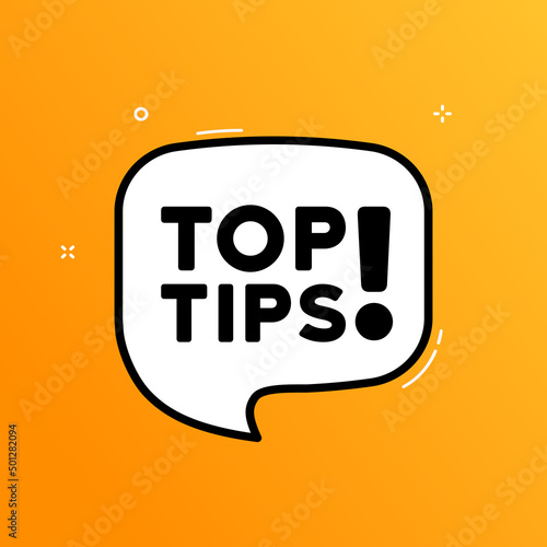 Speech bubble with top tips text. Boom retro comic style. Pop art style. Vector line icon for Business and Advertising
