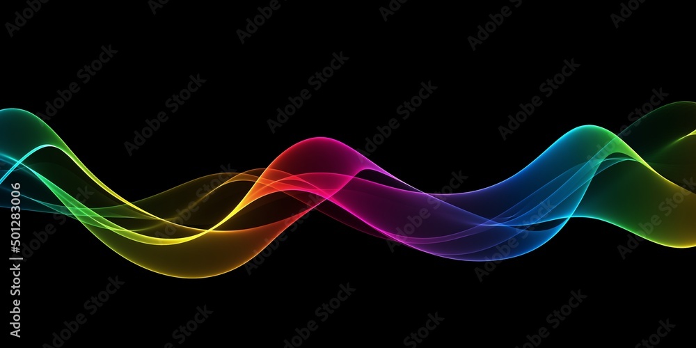 Obraz premium Abstract flowing wavy lines. Colorful dynamic wave. Design element for concept of music, party, technology, modern