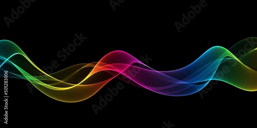 Abstract flowing wavy lines. Colorful dynamic wave. Design element for concept of music, party, technology, modern
