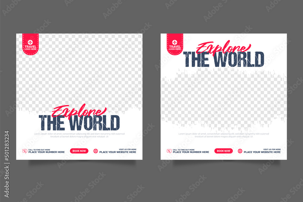 Travelling social media post banner template, Web banner, flyer or poster design for travelling agency business offer promotion. Travelling social media post banner template, Web banner, flyer or poster design for travelling agency business offer promotion.