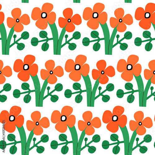Beautiful hand drawn floral pattern. Seamless floral texture. Simple and elegant background with bold flowers