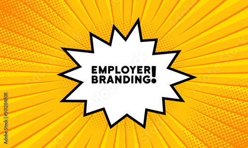 Speech bubble with employer branding text. Boom retro comic style. Pop art style. Vector line icon for Business and Advertising