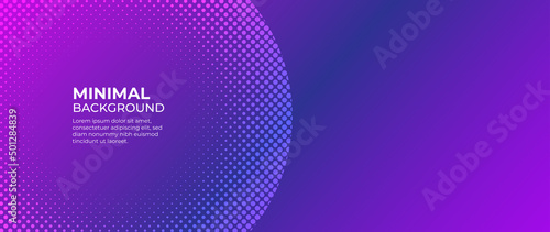 Gradient abstract vector business long banner template. Minimal business background with halftone circle frame