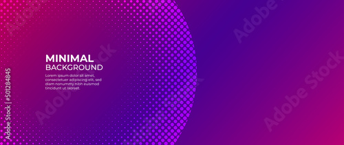 Gradient abstract vector business long banner template. Minimal business background with halftone circle frame