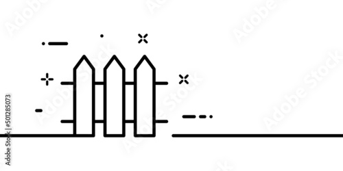 Fence line icon. Fencing, palisade, paling. Block, barrier, hedge, barricade. One line style. Vector line icon for Business and Advertising