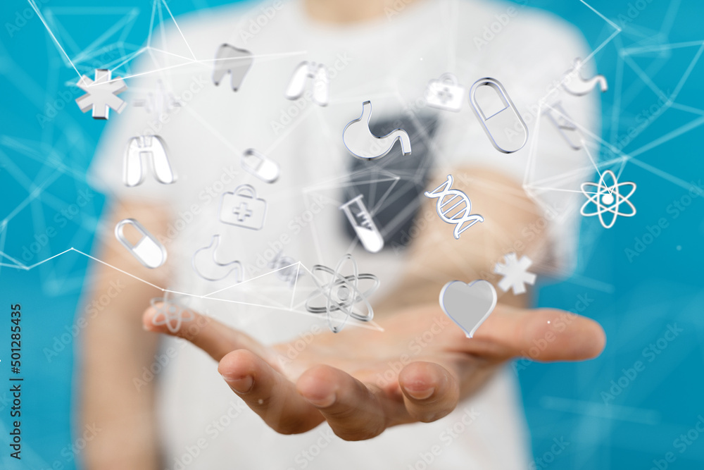 Ui icon medical in hospital with medical technology network concept Ui icon medical in hospital with medical technology network concept