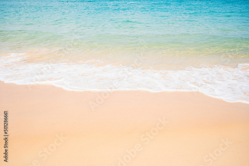 Landscape wide good water slow motion foamy surface sea island summer Hawaii. wave splashing sandy sunny © loveyousomuch