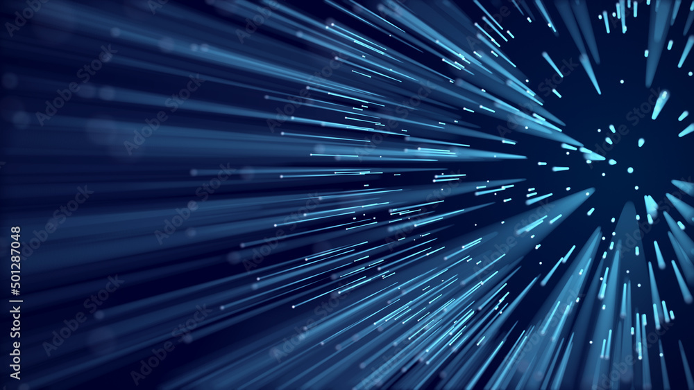 Futuristic illustration with explosion of data.Blur technology background led fibers.Abstract digital background . Speed of digital lights background.