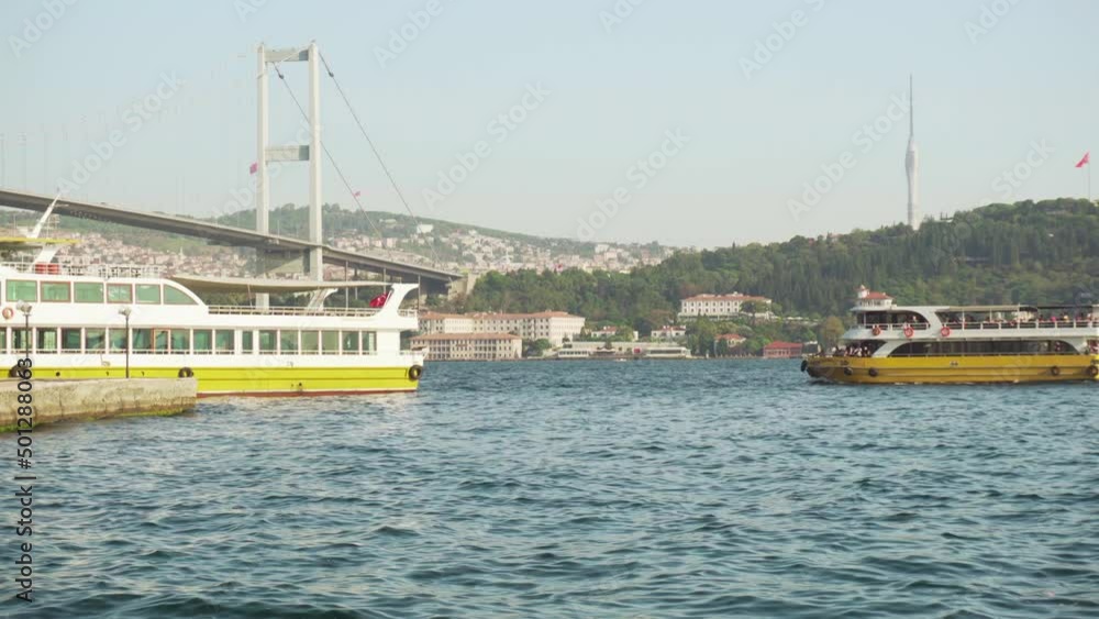 Boats are crossing the Bosporus in Istanbul, Turkey Boats are crossing the Bosporus in Istanbul, Turkey