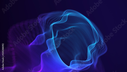 Connecting dots and lines on a dark background. Abstract background. Futuristic background of points and lines with a dynamic wave. Big data. 3d rendering.