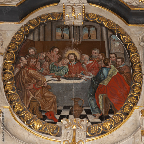Religious paintig of Jesus and the diciples at the last supper Fototapete