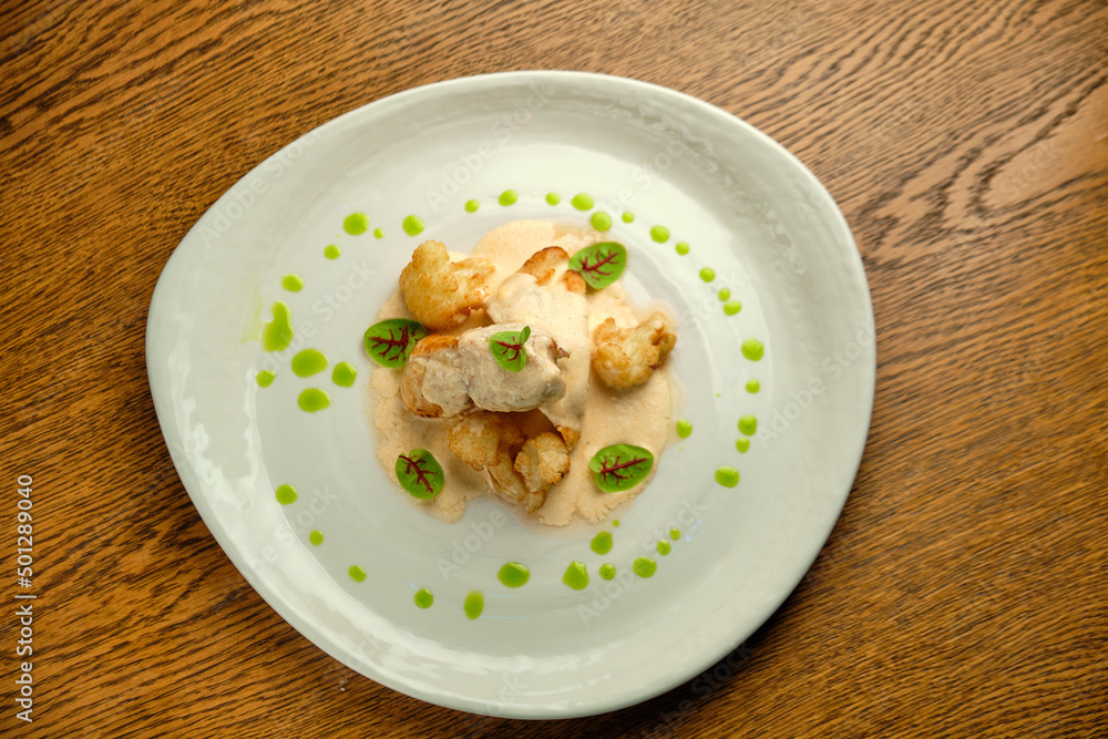 Chicken breast fillet with white sauce and olive oil Chicken breast fillet with white sauce and olive oil