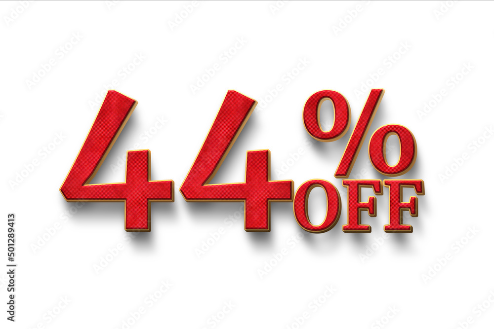 Discount 44 percent off. 3D illustration on white background. Discount 44 percent off. 3D illustration on white background.