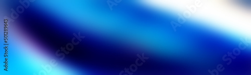 Wide illustration in halftone style gradient curves blue. Blurred mesh background deep purple blue. Glossy abstract.