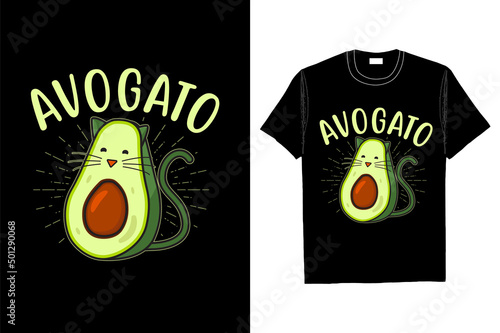 Avogato t shirt design avocado cat vector Premium Vector