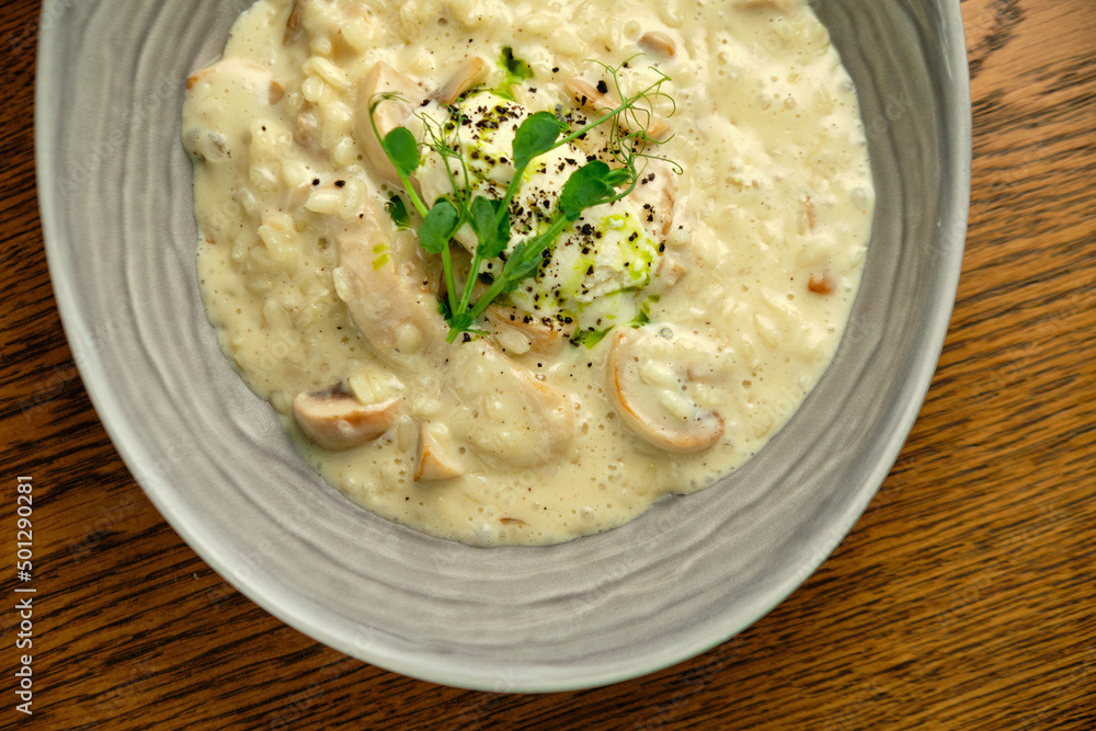 Risotto on a white restaurant plate Risotto on a white restaurant plate