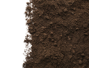 Pile of soil on white background, top view