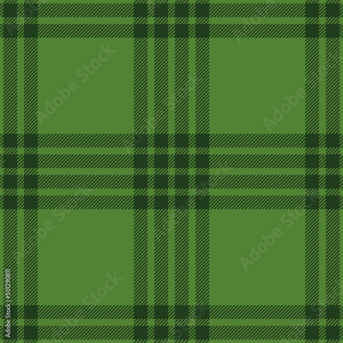 Plaid seamless pattern in green. Check fabric texture. Vector textile print.