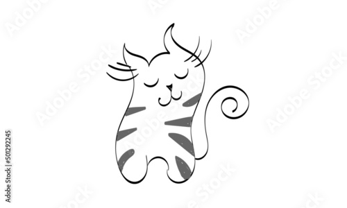 Cute Cat line art for print or use as poster  card  flyer or T Shirt