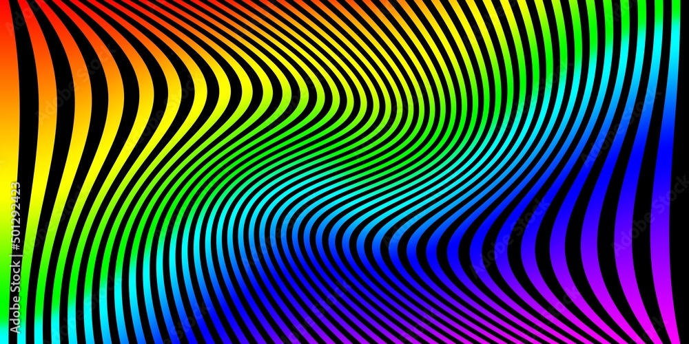 Fototapeta premium Abstract background with rainbow colored striped zebra, futuristic waves art