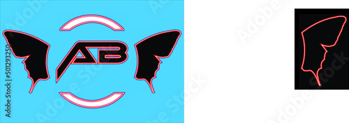 Ab letter logo and wall mate design. graffiti on the wall.