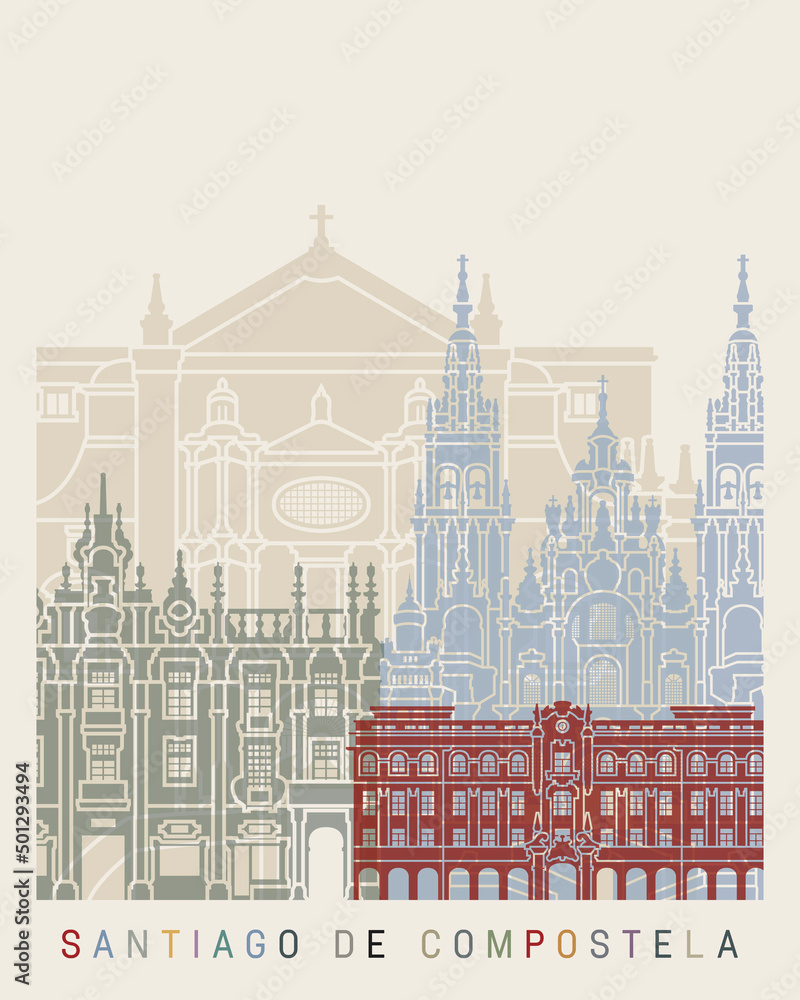 Santiago de Compostela skyline poster