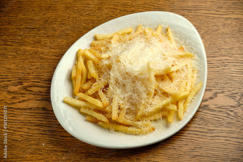 Italian fettuccine alfredo pasta with cheese.