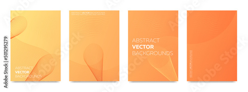 Collection of yellow-orange backgrounds in laconic style.