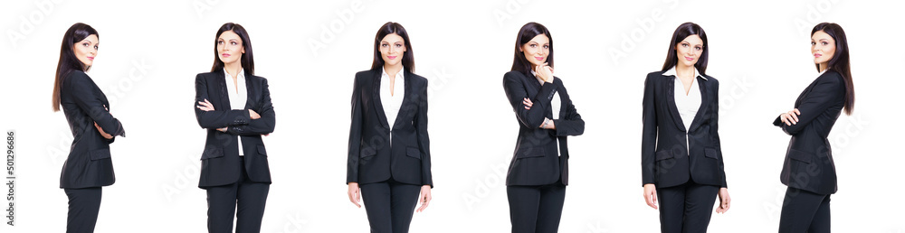 Set of beautiful, attractive businesswoman isolated on white. Business, career success concept. Set of beautiful, attractive businesswoman isolated on white. Business, career success concept.