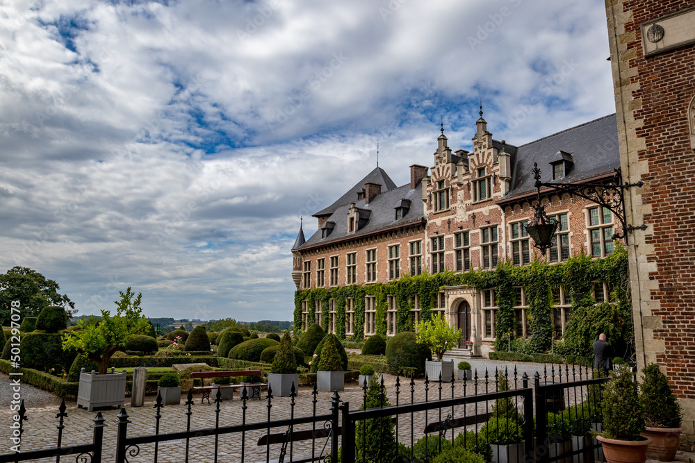 Gaasbeek Castle, Belgium.
Summer cloudy day travel perspective.