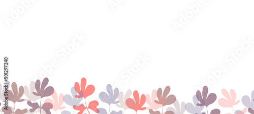 Floral web banner with drawn color exotic leaves. Nature concept design. Modern floral compositions with summer branches. Vector illustration on the theme of ecology, natura, environment