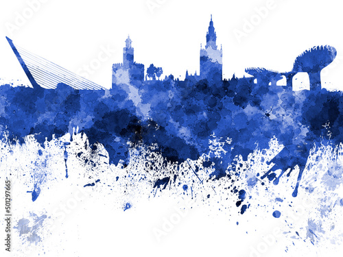 Seville skyline in watercolor