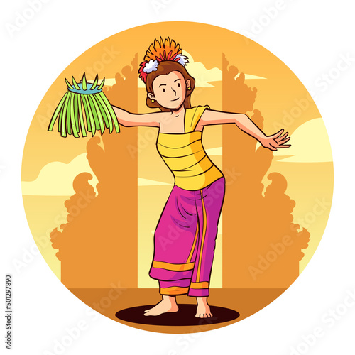 hand drawn bali dance 1