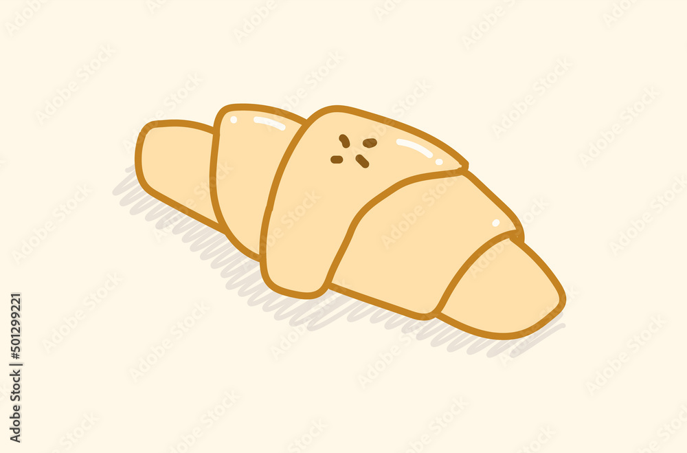 Isolated simple cute brown croissant bread in vector illustration art design Isolated simple cute brown croissant bread in vector illustration art design