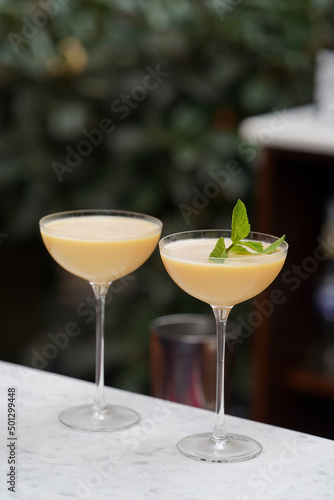 Cocktail glass with Baileys Irish cream  passion fruit 