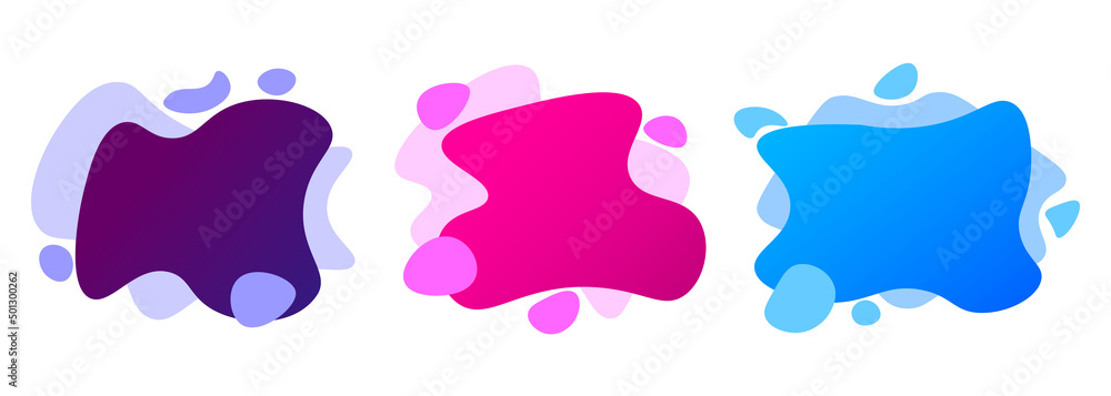 Abstract liquid shape. Set of modern graphic elements. Fluid dynamical colored forms banner. Gradient abstract liquid shapes. Abstract liquid shape. Set of modern graphic elements. Fluid dynamical colored forms banner. Gradient abstract liquid shapes.