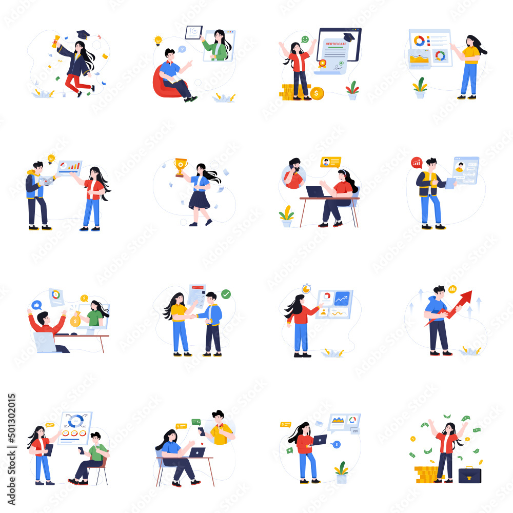 Business and Education Flat Illustrations 