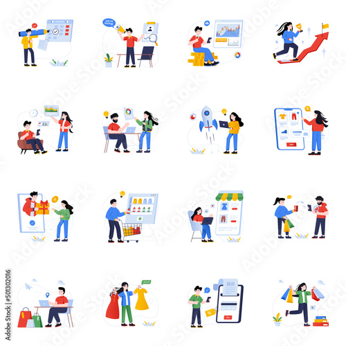 Business and Shopping Flat Illustrations