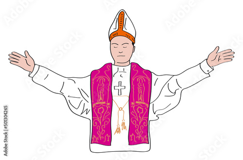 catholic church priest, outline, drawing, cartoon