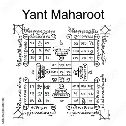 Thai ancient traditional talisman name in thai language is Maharoot. It has properties in the field of great mercy, avoid from danger and bring forth lucky. photo