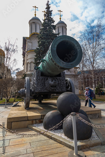 Moscow, Russia April 19, 2022. Kremlin, famous Tsar Gun.