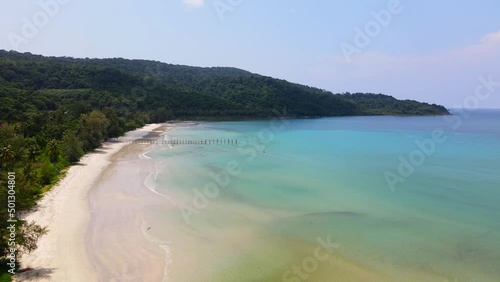Wallpaper Mural Aerial view of nature tropical paradise island beach enjoin a good summer beautiful time on the beach with clear water and blue sky in Koh kood or Ko Kut, Trat Thailand. Torontodigital.ca