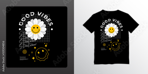 Good vibes streetwear t-shirt design, suitable for screen printing, jackets and others
