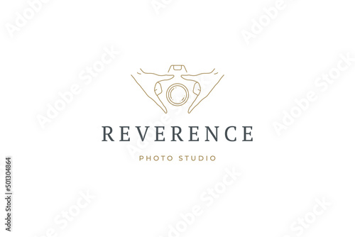 Minimalist professional photographer business card abstract decorative design line logo vector