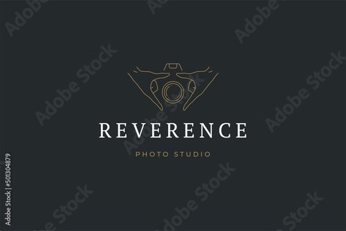 Minimalist professional photographer business card abstract decorative design line logo vector