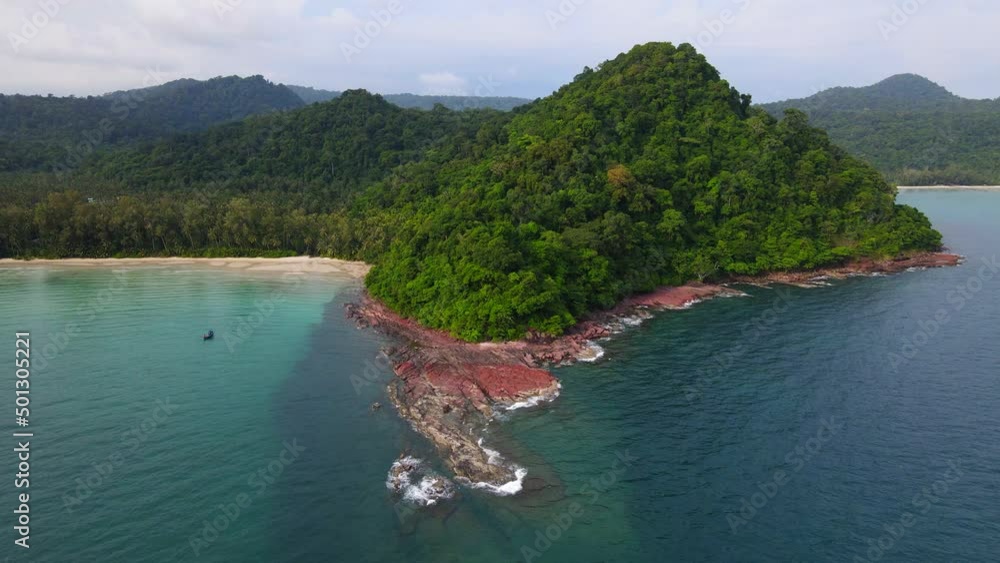 Aerial view of nature tropical paradise island beach enjoin a good summer beautiful time on the beach with clear water and blue sky in Koh kood or Ko Kut, Trat Thailand. Aerial view of nature tropical paradise island beach enjoin a good summer beautiful time on the beach with clear water and blue sky in Koh kood or Ko Kut, Trat Thailand.