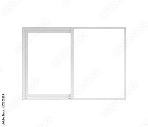 Real modern house window frame isolated on white background