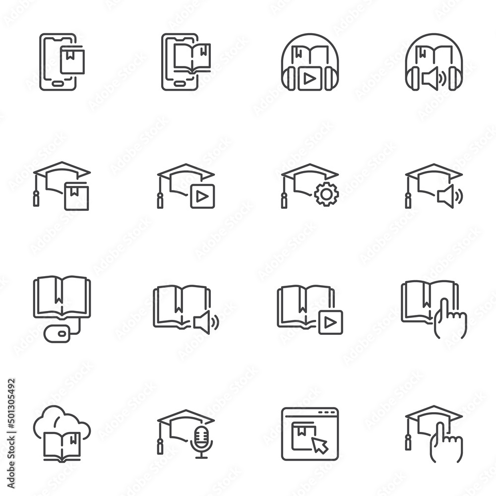 Online education line icons set Online education line icons set